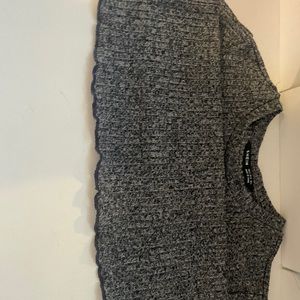 Grey/Black Ribbed Blouse